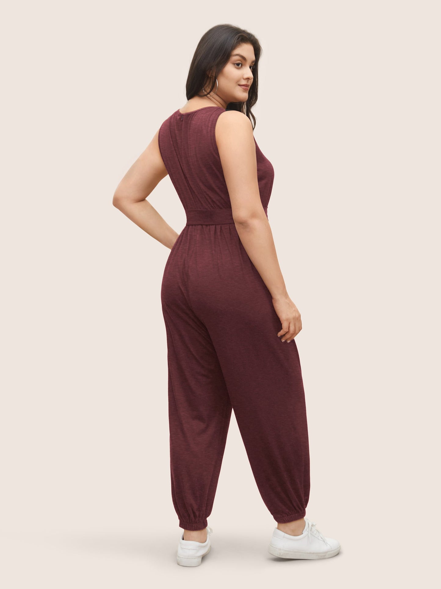 Supersoft Essentials Plain Button Detail Belted Jumpsuit