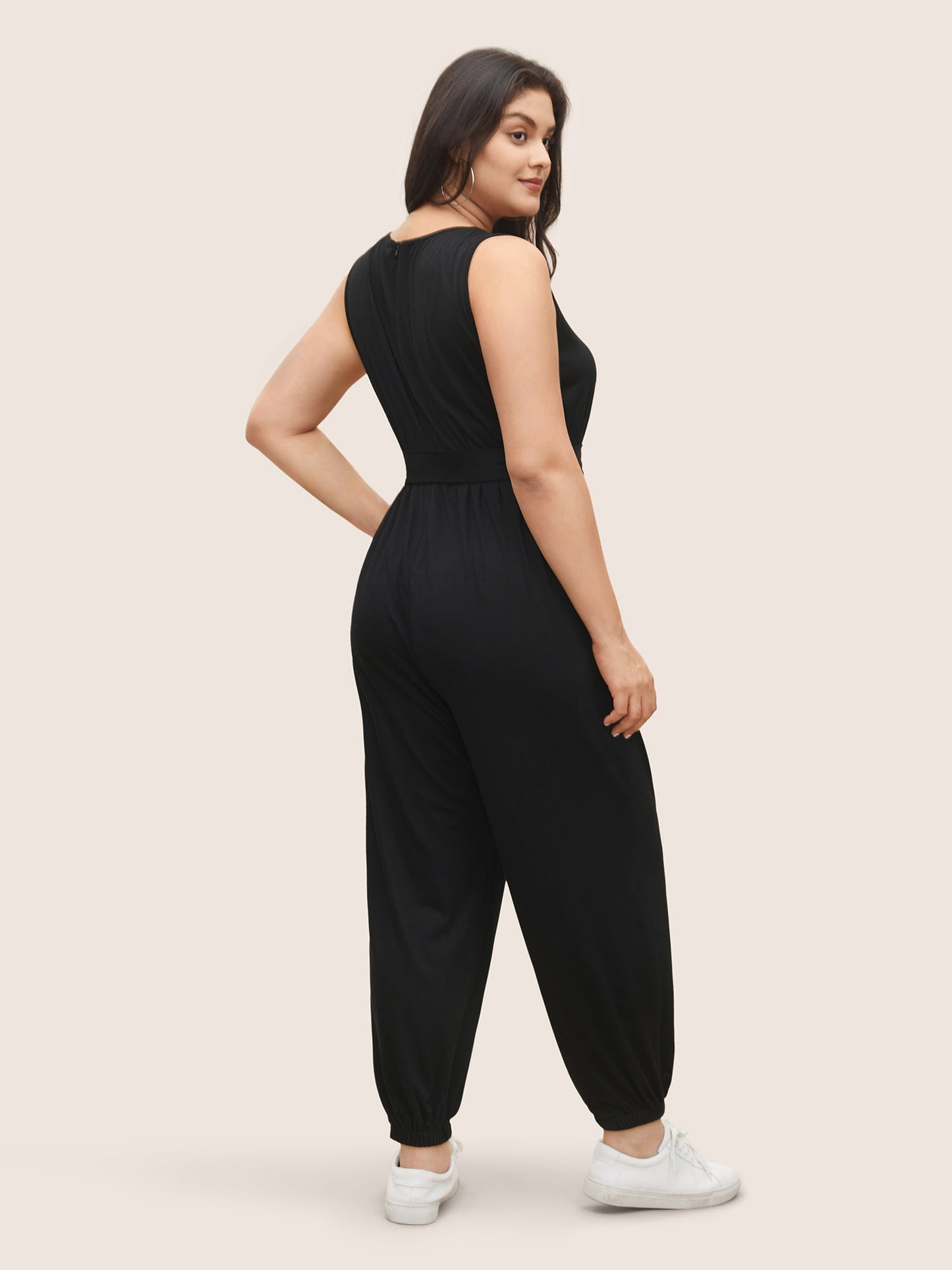 Supersoft Essentials Plain Button Detail Belted Jumpsuit
