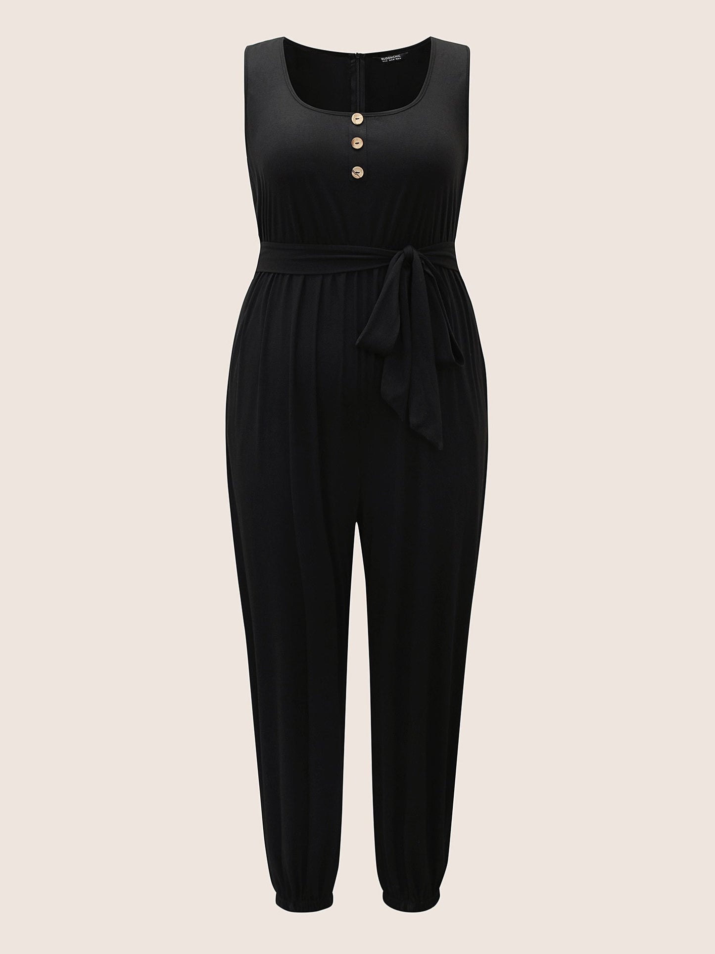 Supersoft Essentials Plain Button Detail Belted Jumpsuit